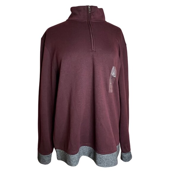 Alfani Mens Burgundy 1/4-Zip Popover Sweater L Casual Comfortable Cotton Blend - Picture 1 of 14